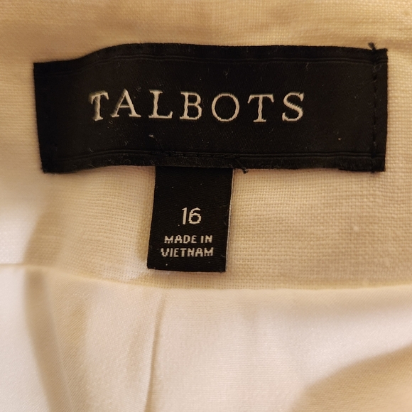 Talbots White Linen Sailor Trousers Fully Lined Wide Leg Size 16 Pristine Cond - Picture 10 of 11
